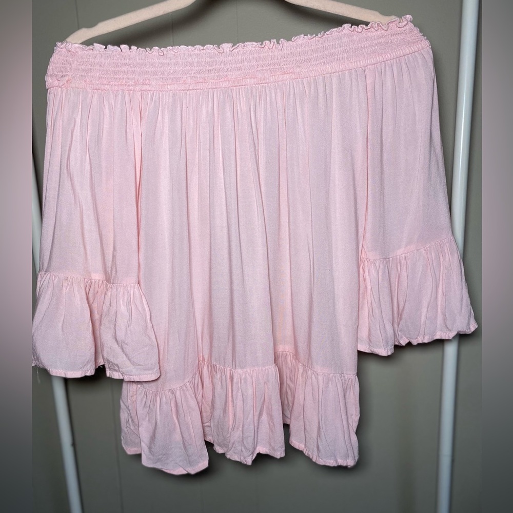 Light pink off the shoulder top.